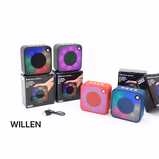 Amazon 새로운 외부 도어 홈 휴대용 선물 무선 다채로운 빛 서브 우퍼 사운드 박스 RGB 천 메쉬 Ipx 4 방수 블루투스 미니 스피커